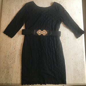 ~2 PIECE~ lace black dress with gold belt